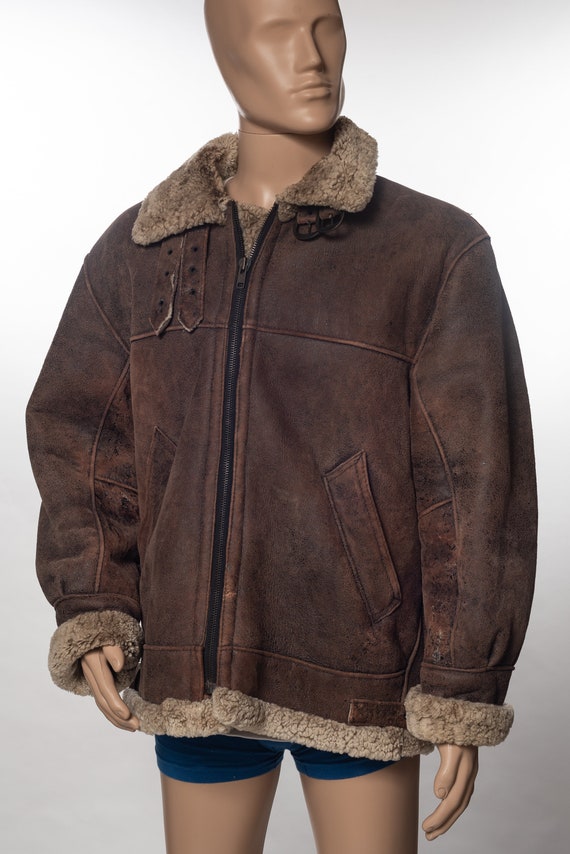 Vintage Original Shearling Leather Bomber Jacket - image 2