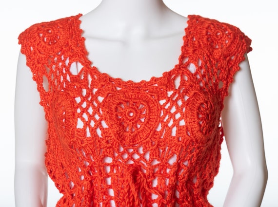 Vintage Handmade Hand Knit Orange Sweater - image 2