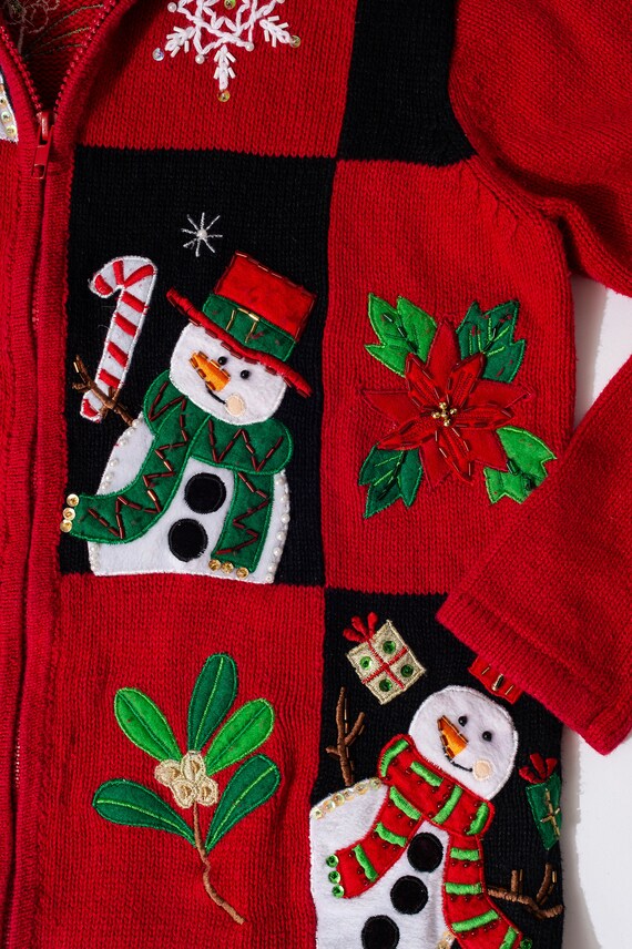 tiara ugly christmas sweater cardigan large green snowman Max 49% OFF