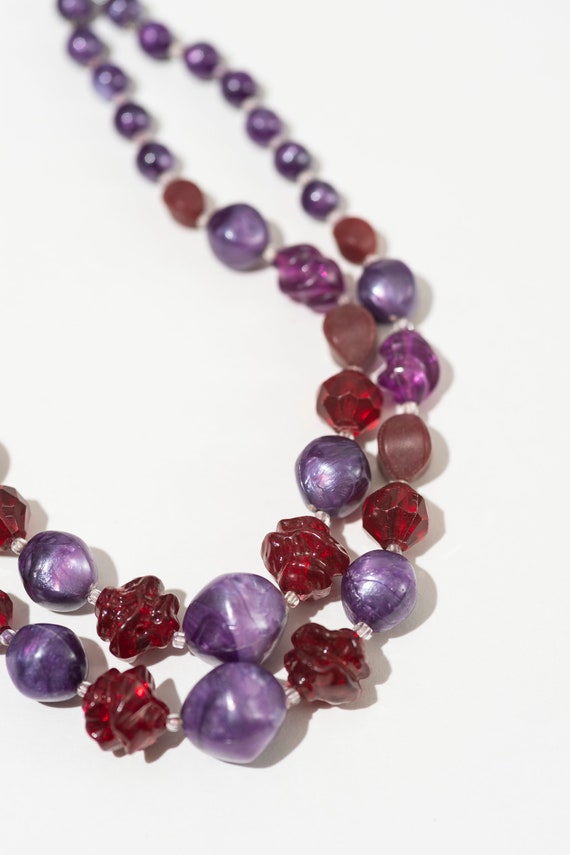Vintage Red and Purple Bead Necklace Germany