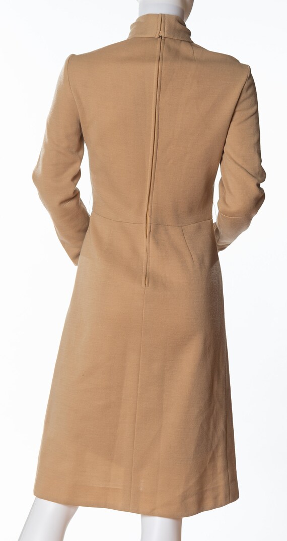 Fabulous Vintage Tan Wool-Like Turtleneck Dress - image 8