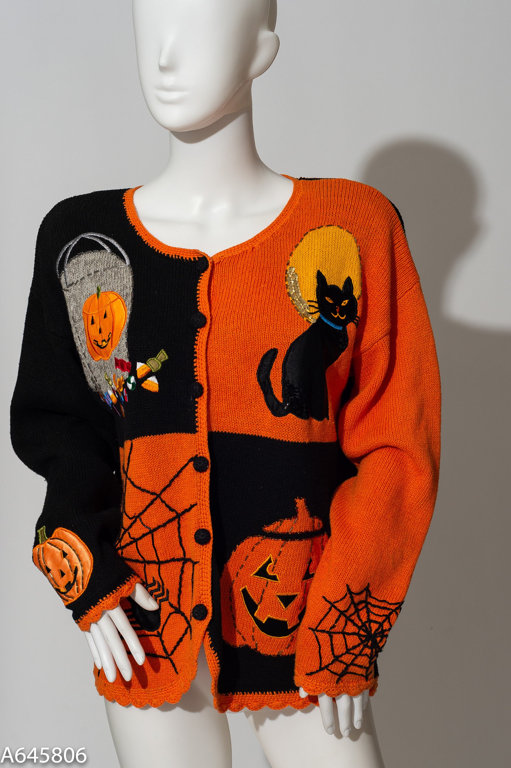 Vintage Yarnworks Halloween Cardigan Sweater Happy Halloween - Etsy