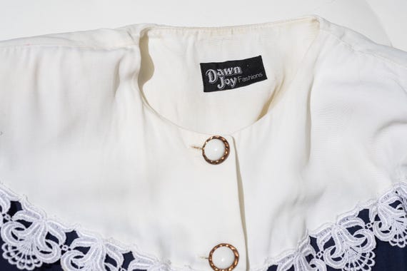 Vintage Dawn Joy Fashions Navy and White Dress