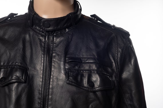 Guess Faux Leather Motorcycle Bomber Jacket - image 3