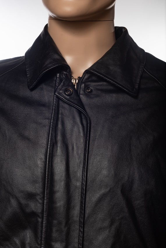 Vintage Phase Two Black Leather Trench Coat