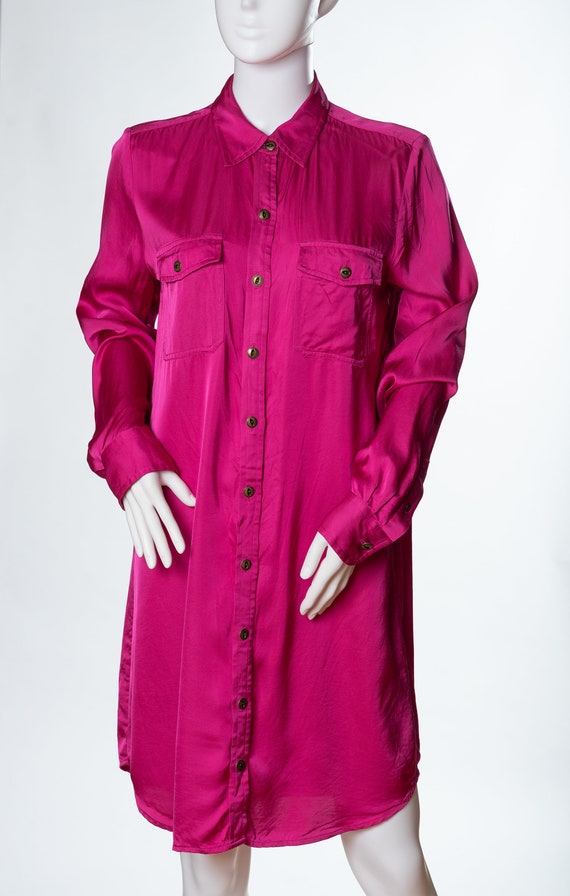 Vintage Ralph Lauren Magenta Pink Shirt Dress