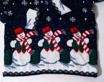 Vintage Snowman Christmas Sweater: "Not so Ugly" Festive Knit