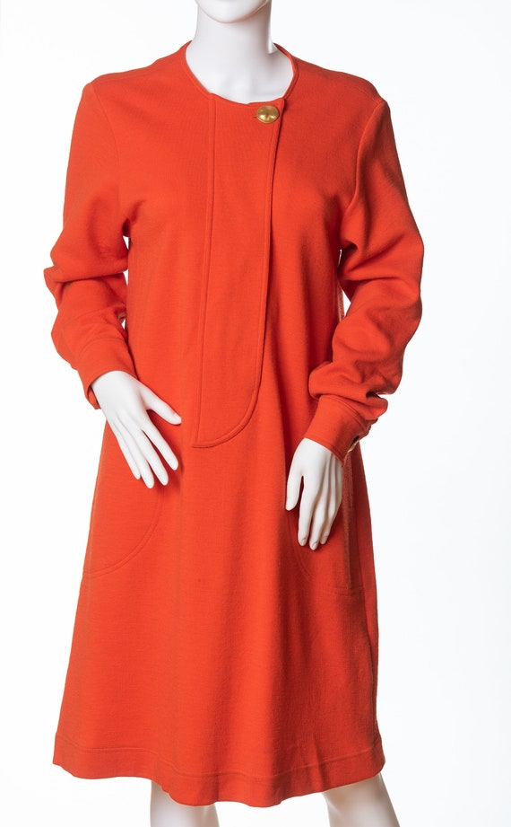 Vintage Bill Blass Bright Orange Wool Dress - image 1