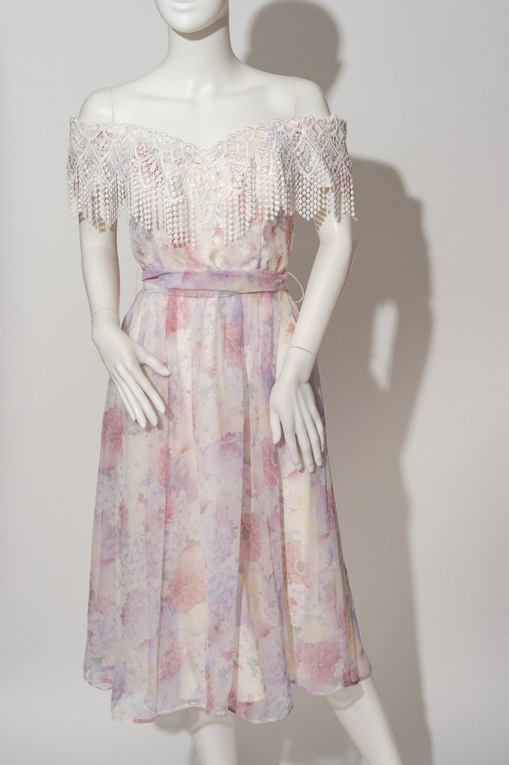 Vintage Handmade Chiffon Floral Dress
