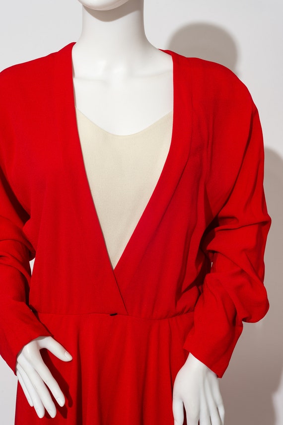 Vintage Liz Claiborne Red and White Pull over Dre… - image 2