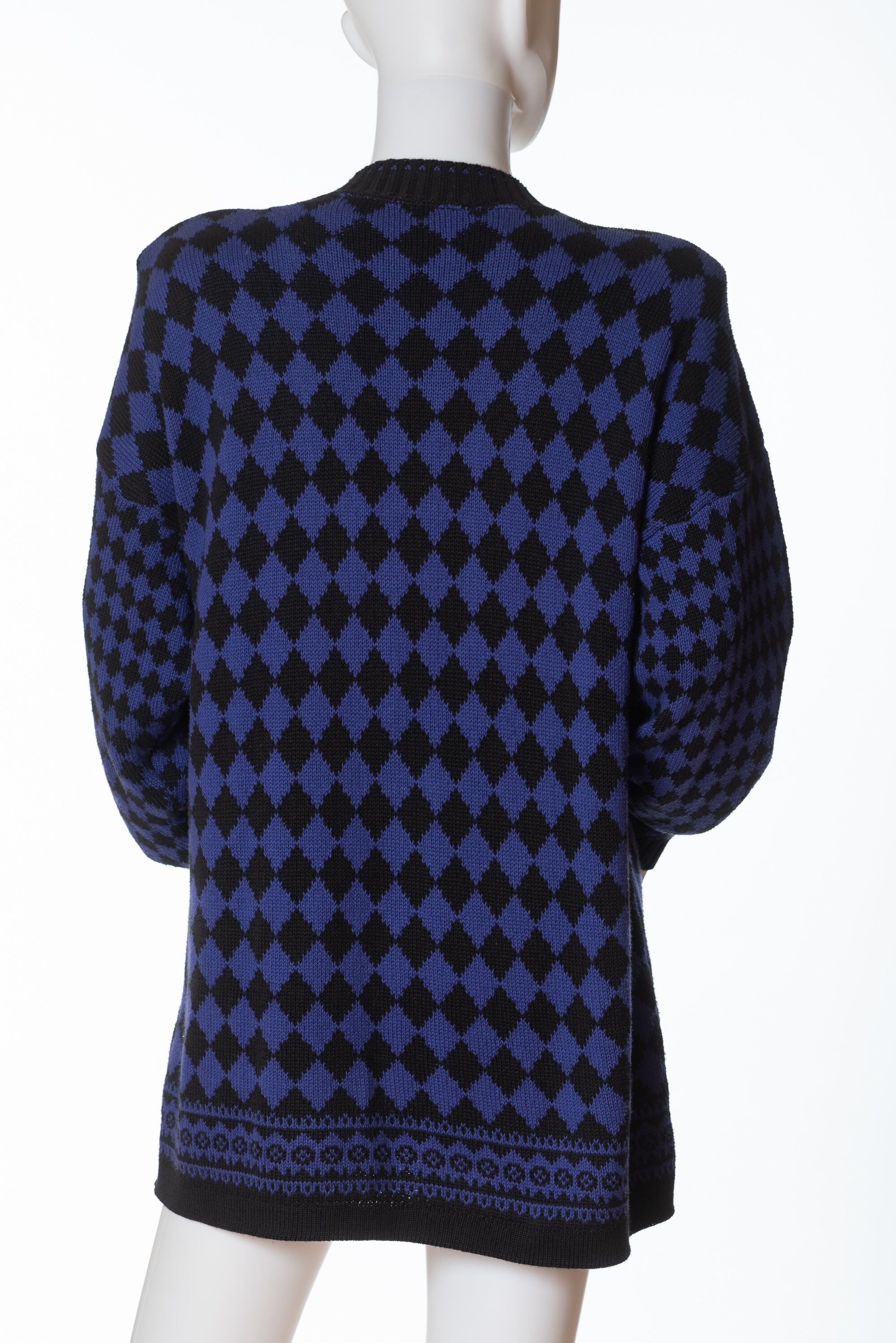 Pull Vintage Femme – UK 14 (L) – Violet Motif Argyle – Manches Courtes