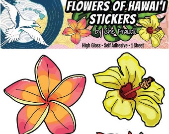 Hoja de pegatinas de flores de Hawai'i