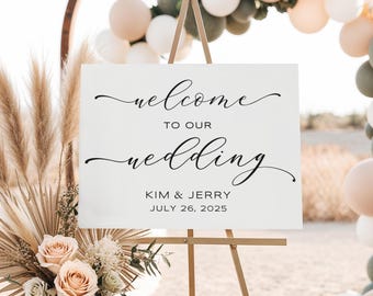 Welcome to our Wedding Sign, Wedding Welcome Sign, Elegant Minimalist Style Wedding Decor, Modern Wedding Sign