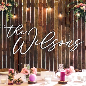 Custom Wedding Name Sign Wood Cut Out, Laser Wood Wedding Backdrop, Wood Signage Wedding Decor for Reception, Last Name Sign, Custom 3D Sign