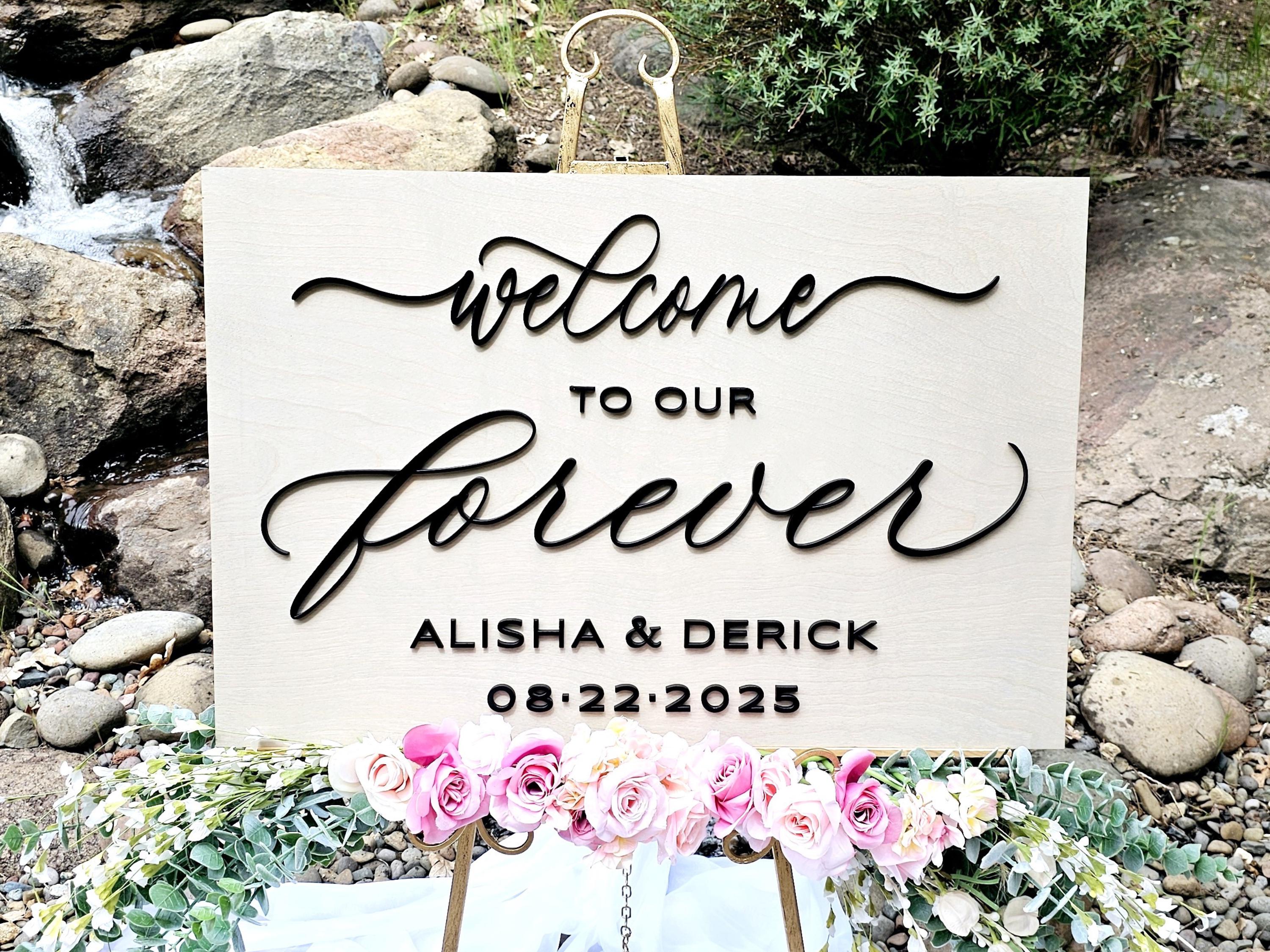 Personalized Wedding Welcome Sign, Custom Wood Sign, 3D Custom Wedding Sign for Ceremony, Welcome to our Forever, Personalized Name Sign