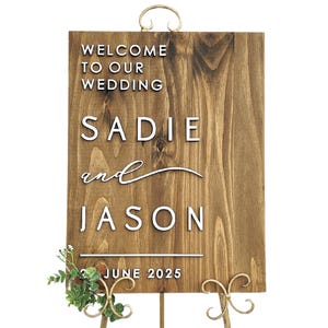 Wedding Welcome Sign, Rustic Wedding Decor, Wedding Entrance Sign, Personalized Name Sign, Minimalist Ceremony Sign, Custom 3D Wedding Sign