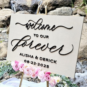 Welcome to our Wedding Sign, 3D Wedding Welcome Sign, Welcome to our Forever Sign, Custom Wood Wedding Sign, Personalized Wood Wedding Sign
