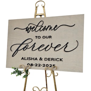3D Wedding Welcome Sign, Personalized Wedding Ceremony Sign, Custom Wood Wedding Sign, 3D Wedding Name Board, Welcome to our Forever Signage
