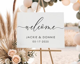 Welcome Wedding Sign, Wedding Welcome Sign, Elegant Minimalist Style Wedding Decor, Modern Wedding Sign, Printed + Shipped