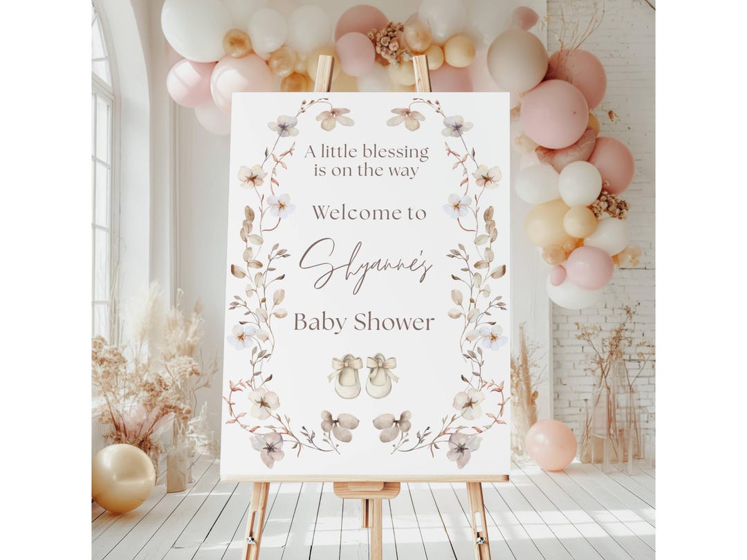 Neutral Baby Shower Welcome Sign, Personalized Shower Entrance Sign ...