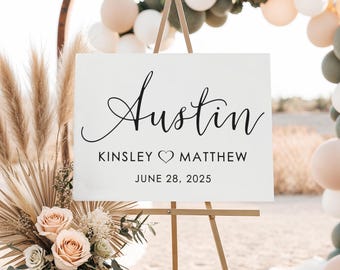Personalized Welcome Wedding Sign, Wedding Welcome Sign, Elegant Minimalist Style Wedding Decor, Modern Wedding Sign