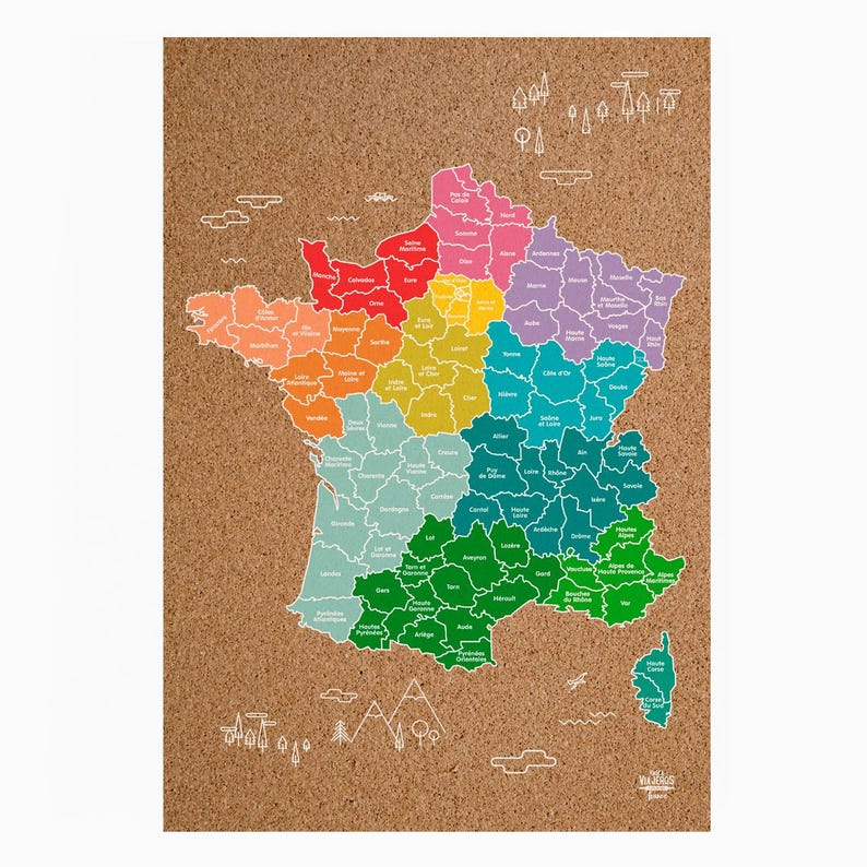 Carte de voyage de Cork en France / Disponible en 2 options différentes White Color