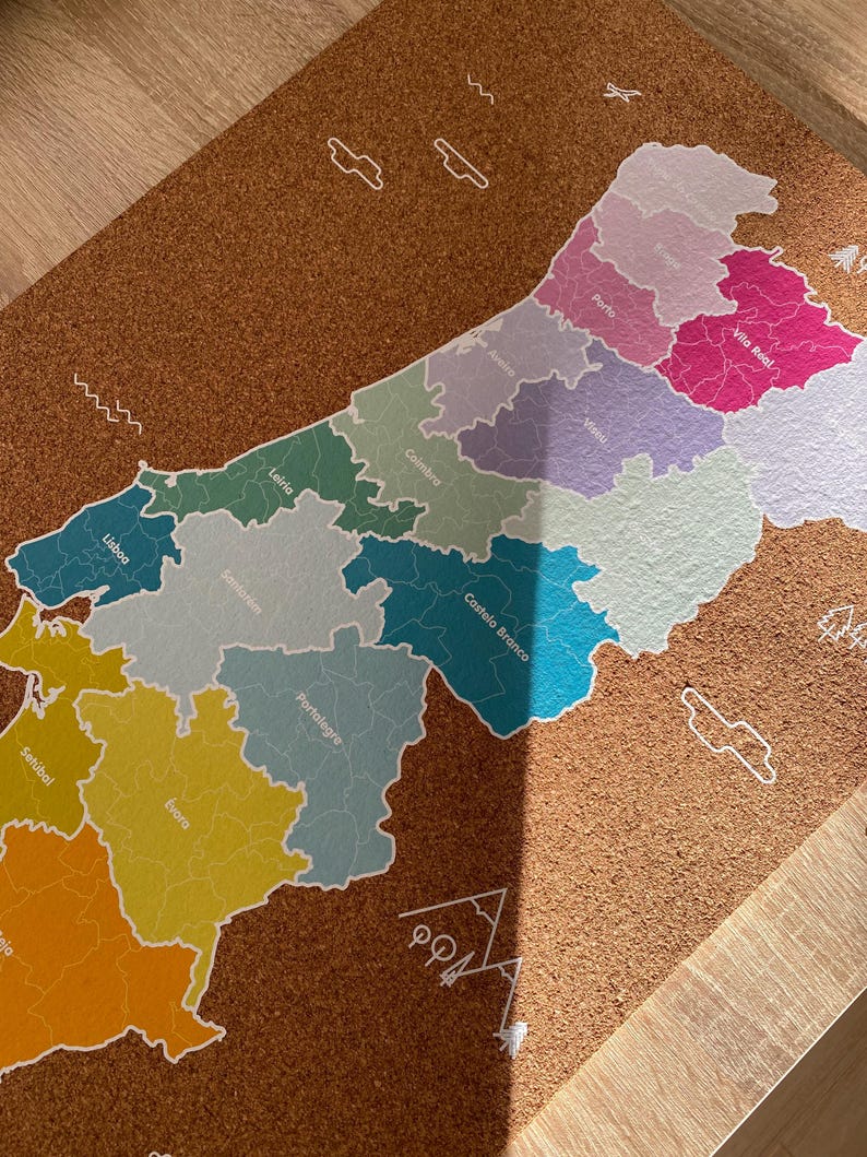 Carte de voyage du Portugal à Cork / Disponible en 2 options différentes image 1