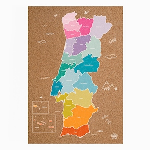 Carte de voyage du Portugal à Cork / Disponible en 2 options différentes White Color