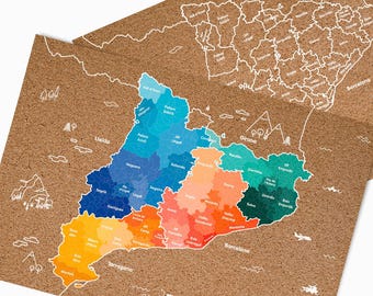 Cork Travel Map of Catalonia (Catalunya) / Available in 3 different options