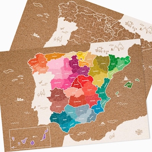 Cork Travel Map of Spain / Available in 8 different options