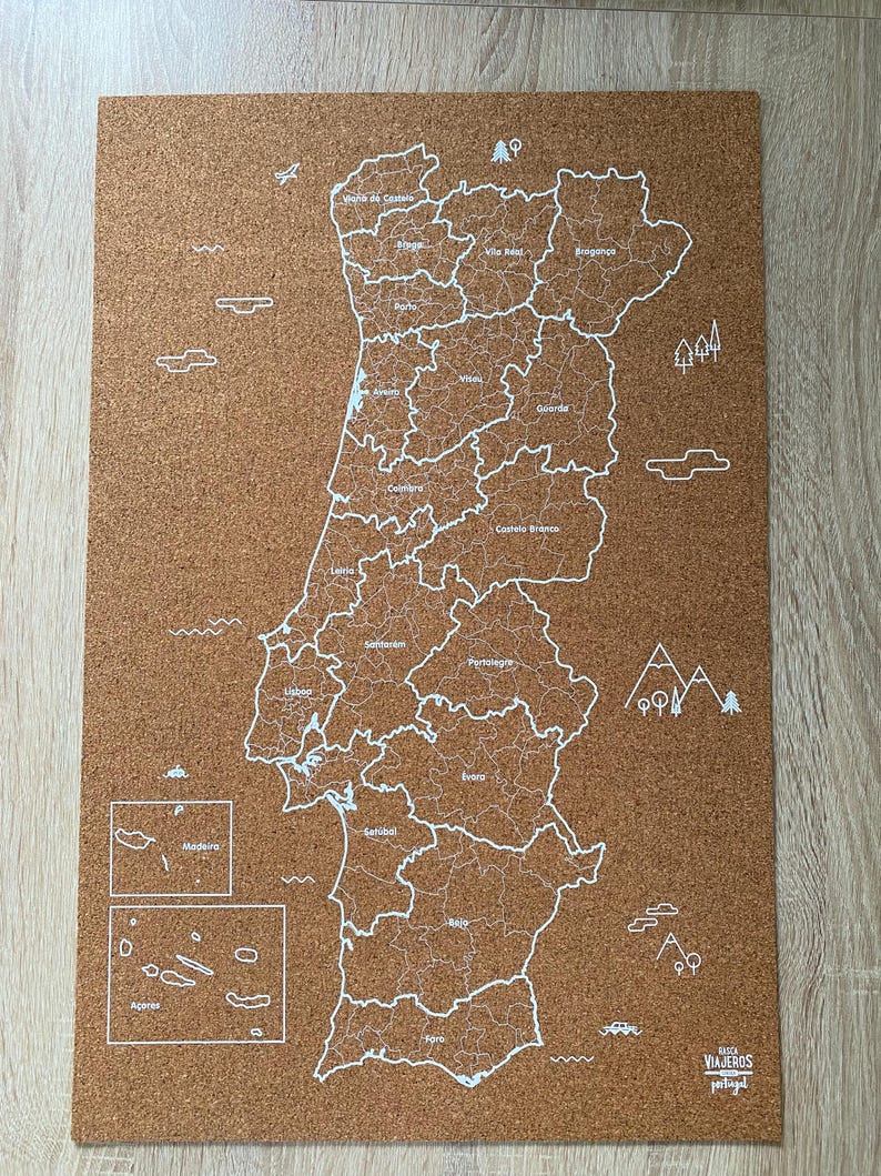 Carte de voyage du Portugal à Cork / Disponible en 2 options différentes image 3