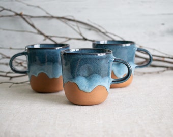 PRE-ORDER, Medium ceramic cup, stoneware cup, coffee cup, blue and white cup