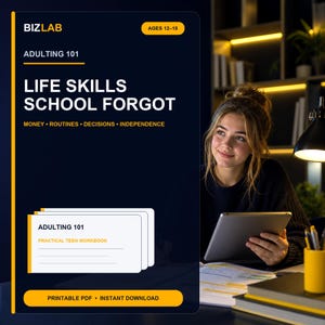 Adulting 101 Life Skills Workbook, Budget, Home, Admin Planner (PDF + Excel)