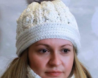 Crochet Cable eye beanie/hat and cowl/scarf