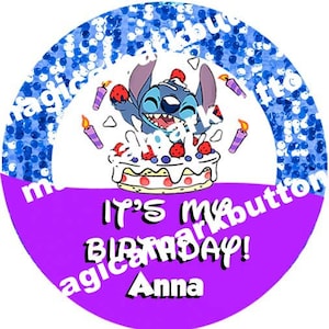 Disney Birthday Buttons-Stitch Birthday Pins-Stitch Birthday Buttons-Disney Birthday Pins-Disney park pins-Disney park buttons