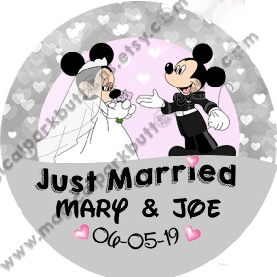 Disney Wedding Buttons Disney Wedding Pins Disney Just Married Etsy
