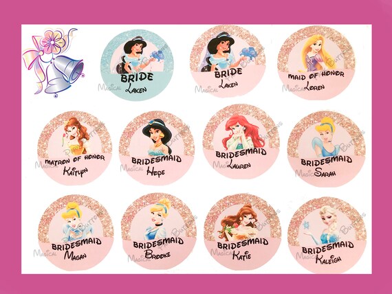 Disney Wedding Buttons Disney Wedding Pins Disney Bridesmaid Etsy