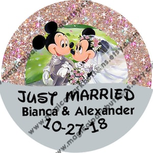 Mickey and Minnie Just Married Disney Inspired Buttons-Disney Just Married Buttons-Disney Park Just Married Pins