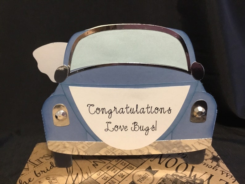 VW Love Bug Wedding Congratulations 3D POP Up Box Card