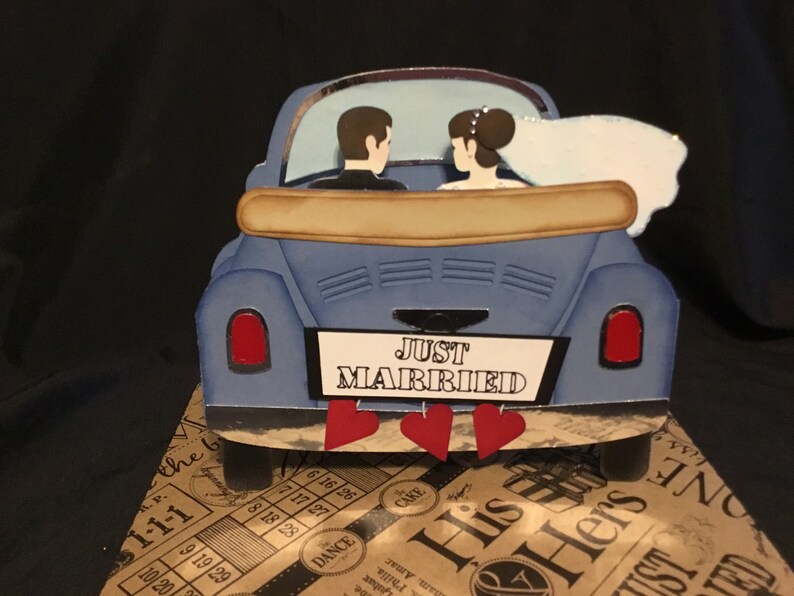 VW Love Bug Wedding Congratulations 3D POP Up Box Card