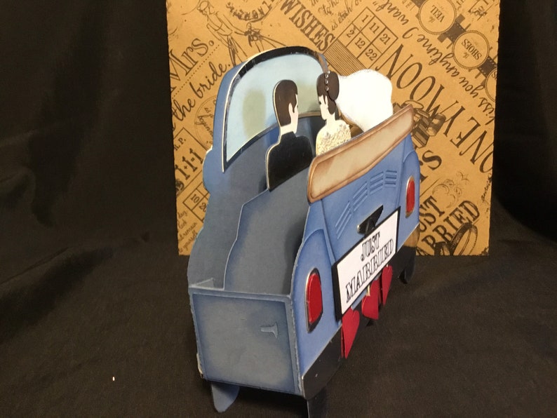 VW Love Bug Wedding Congratulations 3D POP Up Box Card