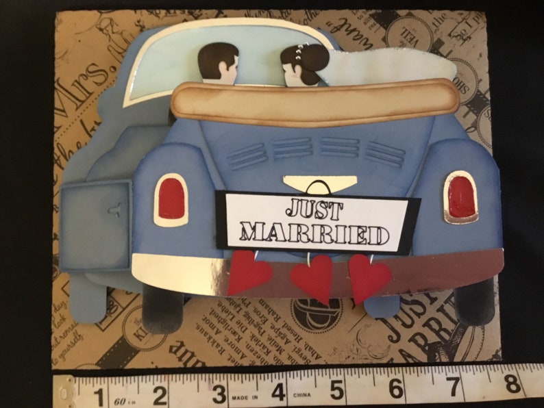 VW Love Bug Wedding Congratulations 3D POP Up Box Card