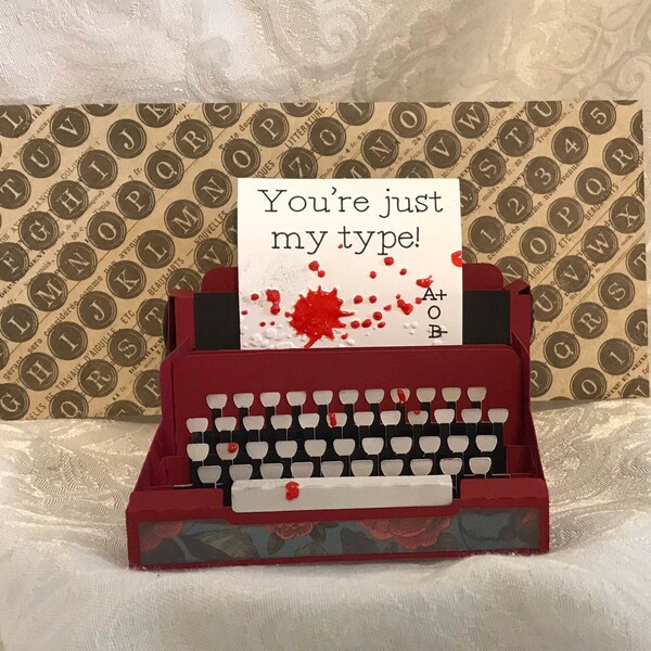 Typewriter Valentine Blood Type 3-D Box Card