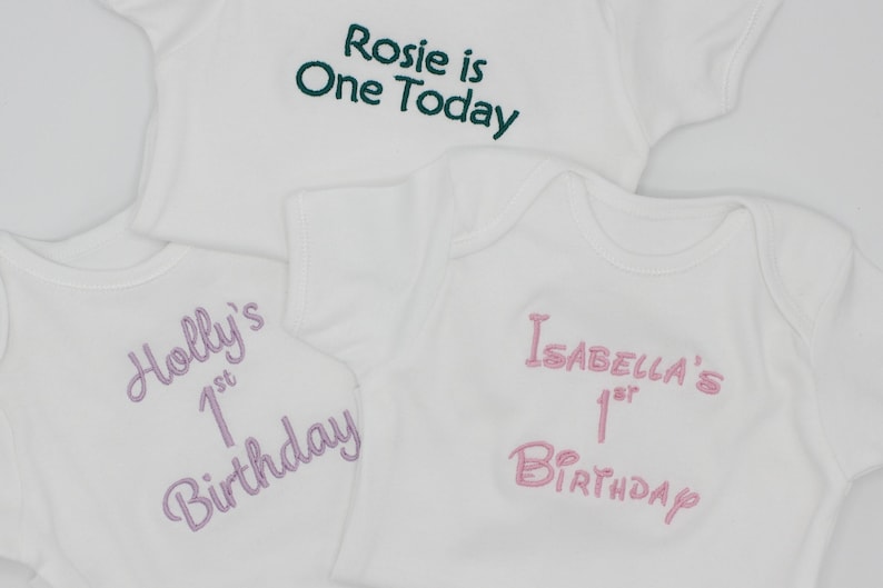 Baby Boy 1st First Birthday Bodysuit Vest and Sleepsuit Set Personalised Embroidered Baby Girl Photoshoot Costume Cake Smash Outfit