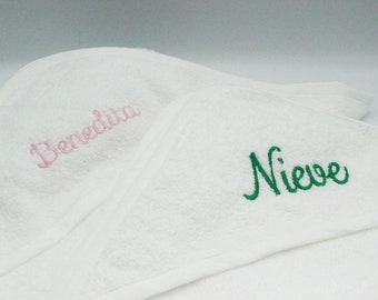 Personalised Embroidered Baby Hooded Towel: 100% Cotton