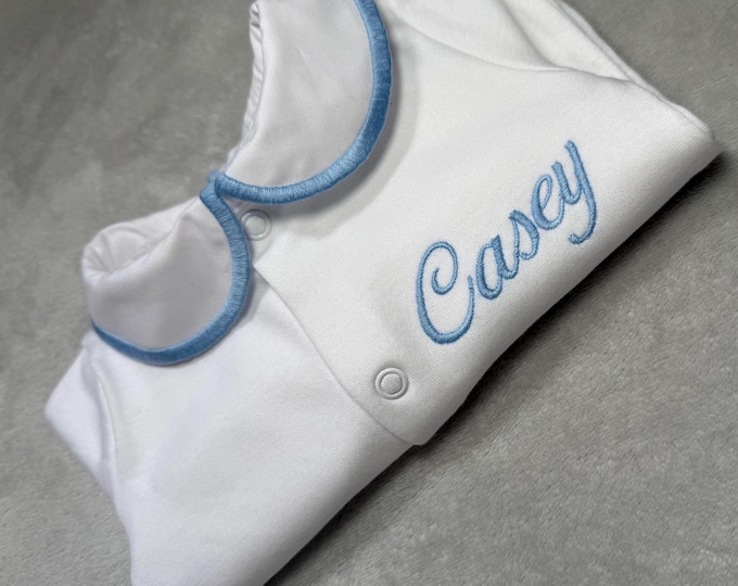 Collared Sleepsuit, Babygrow, Personalised Monogrammed Embroidered Baby Gift Set, Baby Set, Baby Shower Gift, Newborn Baby Gift