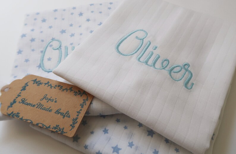 Personalised Embroidered Muslin Square/small Swaddle Etsy UK