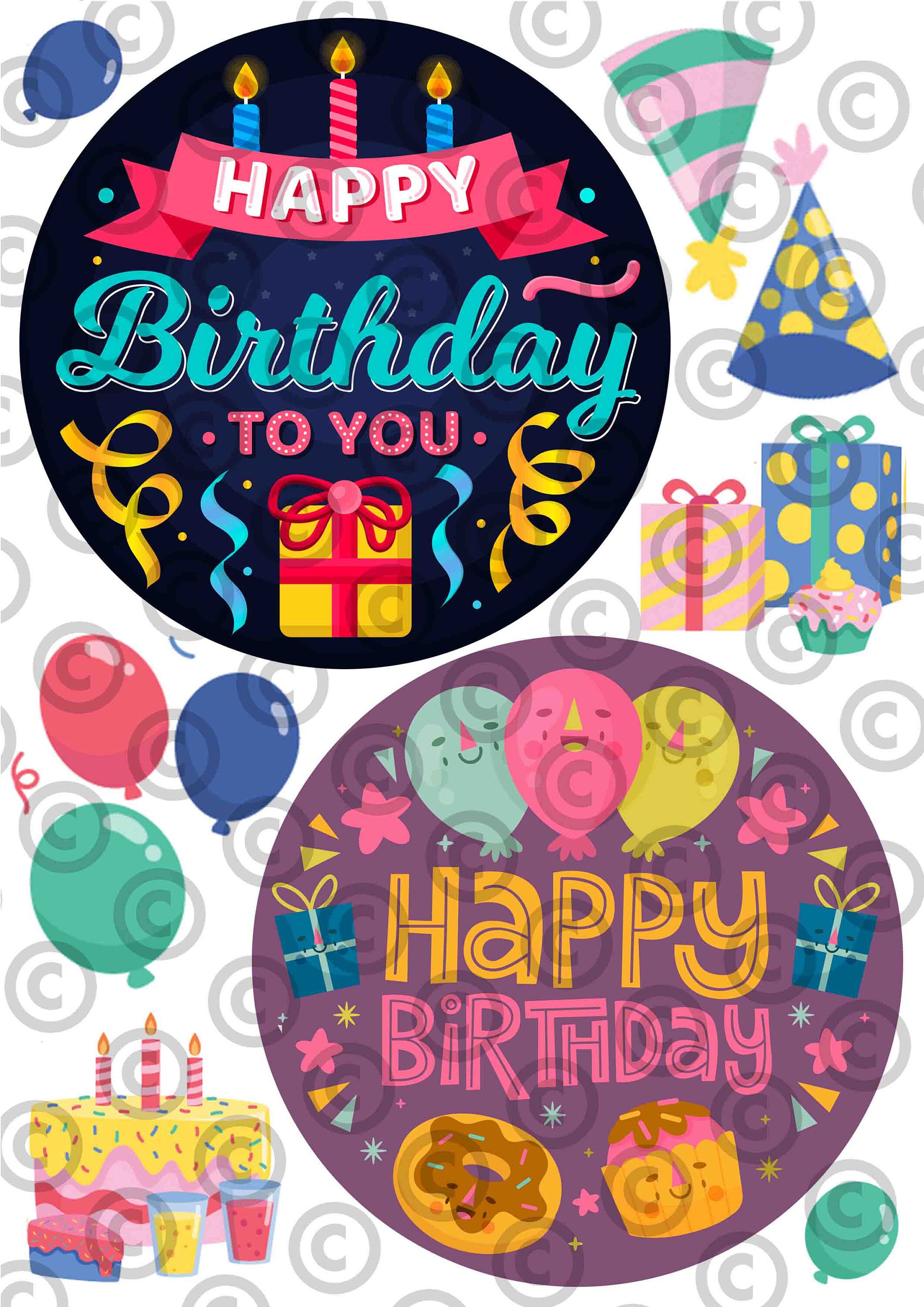 Happy Birthday Edible Paper Template 01 | Etsy