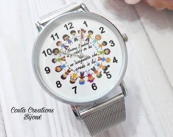 Anpassbare Uhr, Armbanduhr, Geschenk für Lehrer, gravierte Uhr, Geschenk zum Schuljahresende, Geschenk für Lehrer, Schule, Kindergarten
