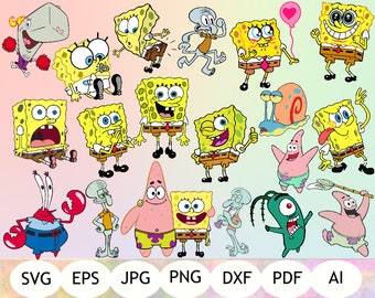 SpongeBob SVG, SpongeBob Clipart, SpongeBob Cut Files, SpongeBob Printable, Instant Download